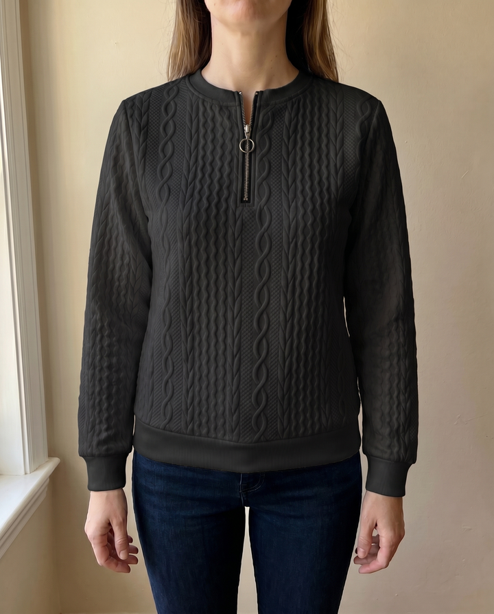 Textured Zipper Sweatshirt – Stylish &amp; Comfy
