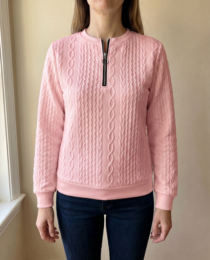 Textured Zipper Sweatshirt – Stylish &amp; Comfy