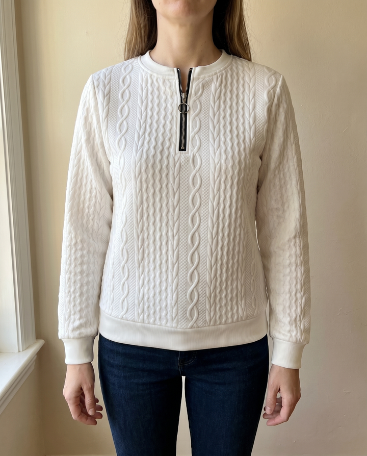 Textured Zipper Sweatshirt – Stylish &amp; Comfy