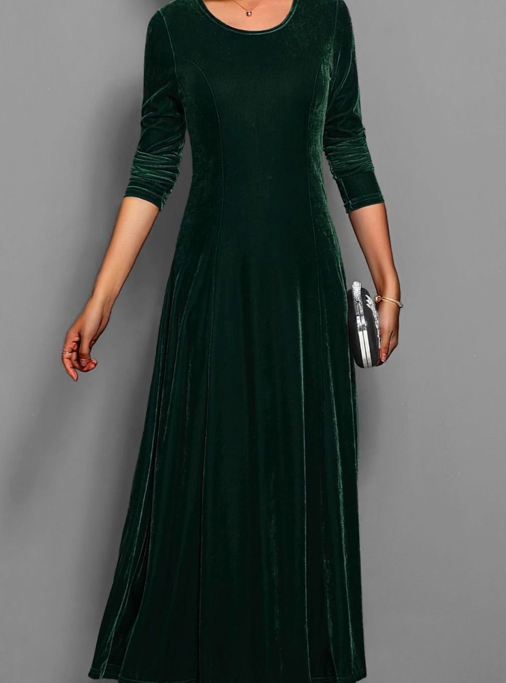 Women's Velvet Long Sleeve Formal Party Dress Maxi Gown